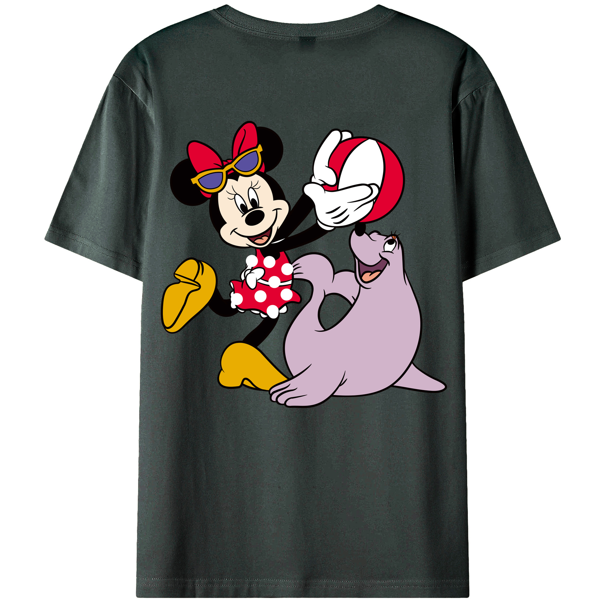 ミッキーマウス Mickey Mouse 綿100％ メンズ半袖Tシャツ（バックプリント） 通気性